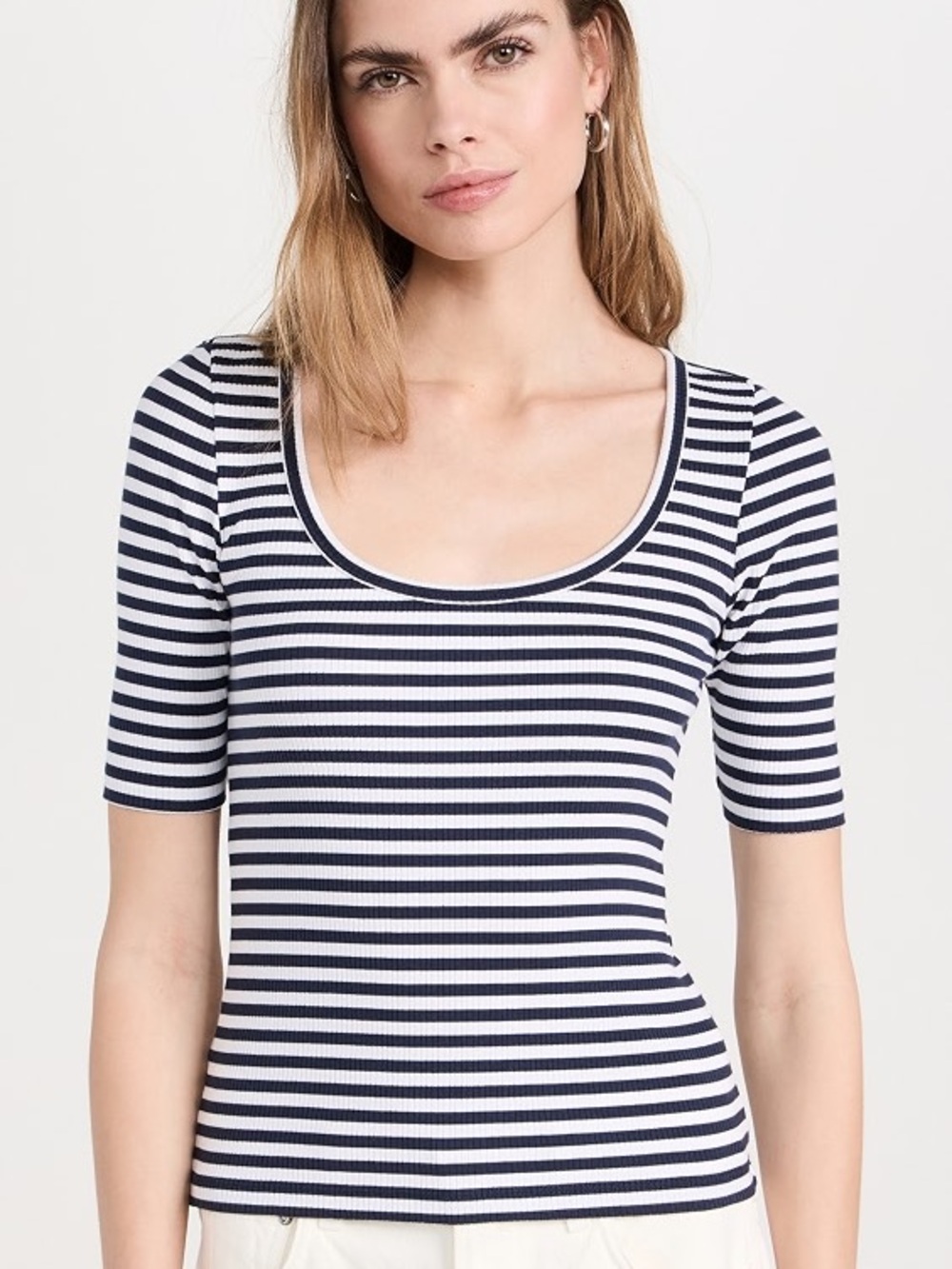 Mara Hoffman scoop neck jersey top - navy and white